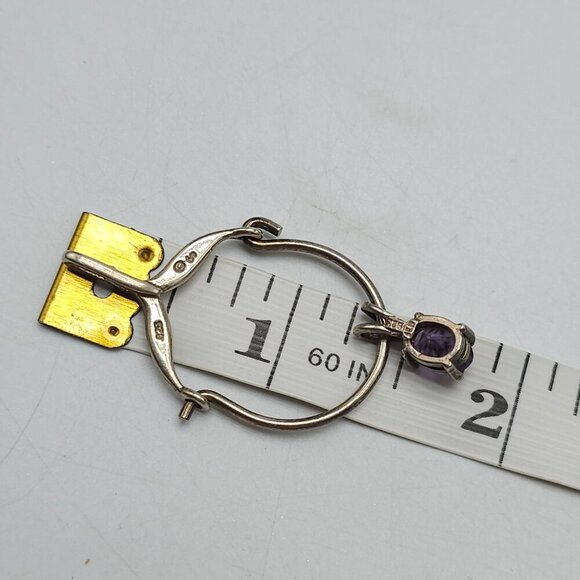 Sterling Silver Purple Amethyst Pendant Necklace Charm Vintage - Picture 4 of 5